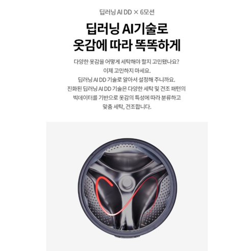 LG 워시콤보 AI DD모터 구조 및 진동 흡수 설계