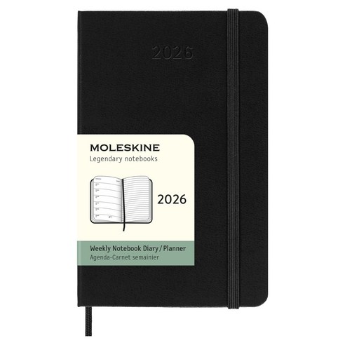 몰스킨 2026년 클래식 위클리 다이어리 12개월 하드커버 포켓, 블랙, 1개