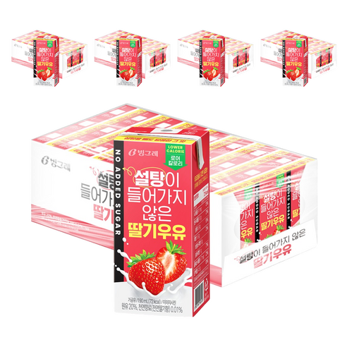 빙그레 설탕이 들어가지 않은 딸기우유, 190ml, 120개