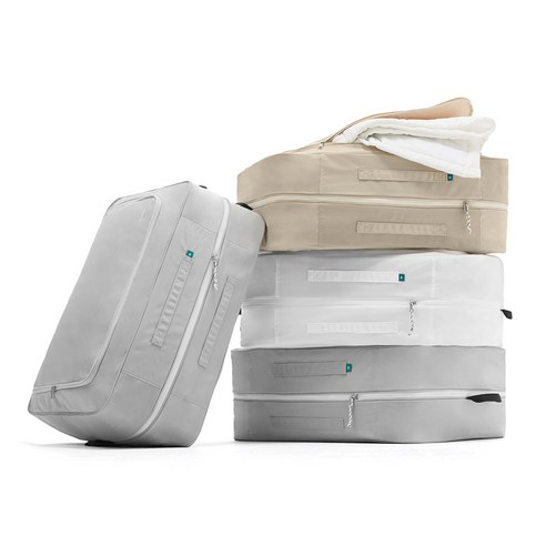 브랜든 2세대 부피순삭 압축 파우치 2개 세트 후기 분석 - 의류 수납 및 압축 전후 비교