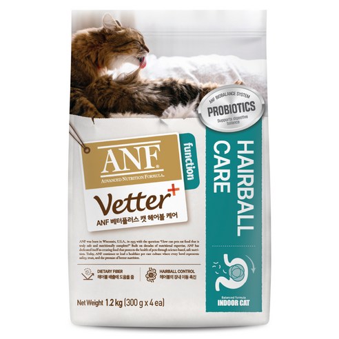 ANF 베터플러스 캣 기능성 사료, 헤어볼+장건강, 1.2kg, 1개
