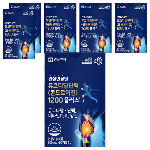 종근당 정품 관절연골엔 뮤코다당단백 콘드로이친 1200 플러스, 60정, 6개