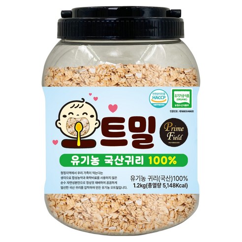 프라임필드 국내산 유기농 오트밀, 1.2kg, 1개