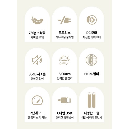 클래파 DC모터 다용도 미니 핸디형 무선청소기 후기 분석 - 편리한 C타입 충전 포트