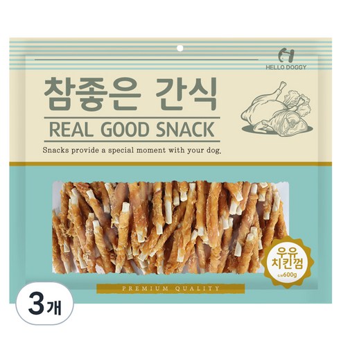 참좋은간식 강아지 건조간식, 우유치킨껌, 600g, 3개