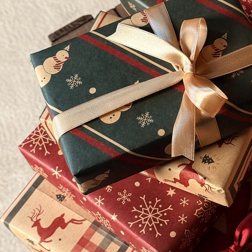 리드홈 예쁜 크리스마스 선물 포장지 롤타입 6장입, A타입, 1세트