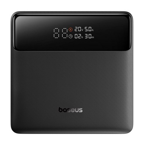 베이스어스 블레이드 H1 100W HD 슬림 노트북 고출력 LED 디스플레이 보조배터리 20000mAh C타입 + C to C 100W 초고속충전 케이블 50cm, 블랙