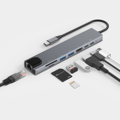 홈플래닛 8포트 USB3.0 유선랜 멀티허브 DEX미러링 HUB8C-Y 이미지 3