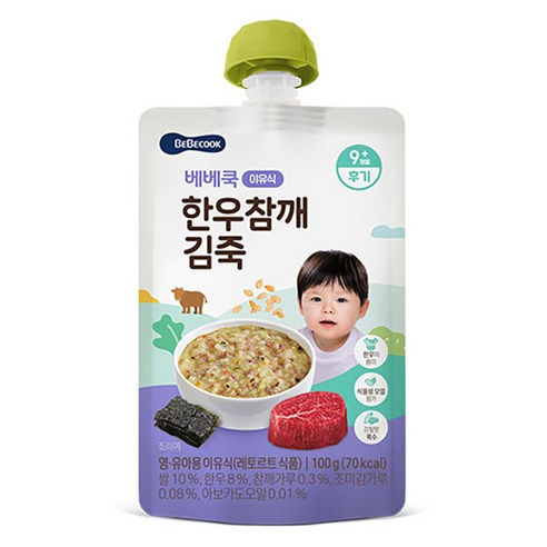 베베쿡 한우 참깨 김죽 실온이유식 후기, 1개, 100g