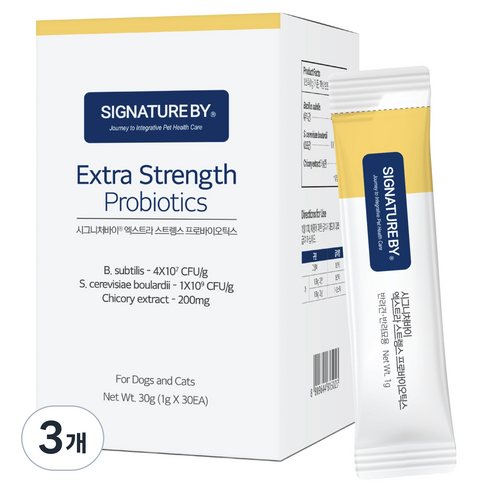 시그니처바이 반려동물 엑스트라 스트렝스 프로바이오틱스, 30g, 장건강/유산균, 3개