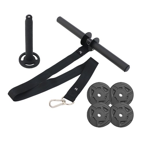 헬스럽 리스트 롤러 전완근 운동기구 추감기 + 원판 1.25kg x 4p 세트, 블랙 + 실버, 1세트