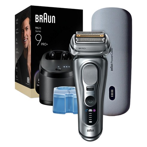 BRAUN 시리즈 9 PRO+ 울트라 씬 전기면도기 + 파워 케이스, 9667cc, 실버