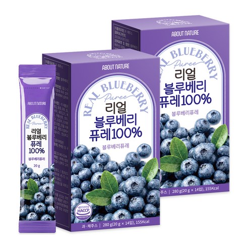 어바웃네이처 리얼 블루베리 퓨레 100% 14p, 280g, 2개