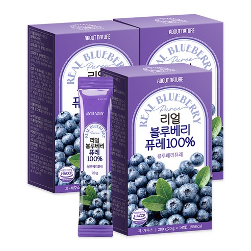 어바웃네이처 리얼 블루베리 퓨레 100% 14p 280g, 3개 솔직 후기 | 실사용자 리뷰 분석 - 상품 이미지 1
