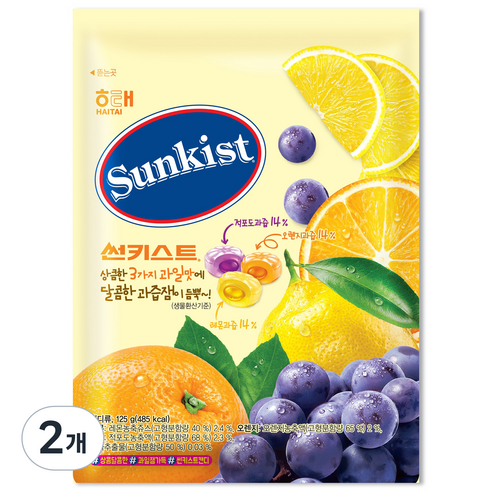썬키스트 캔디, 125g, 2개
