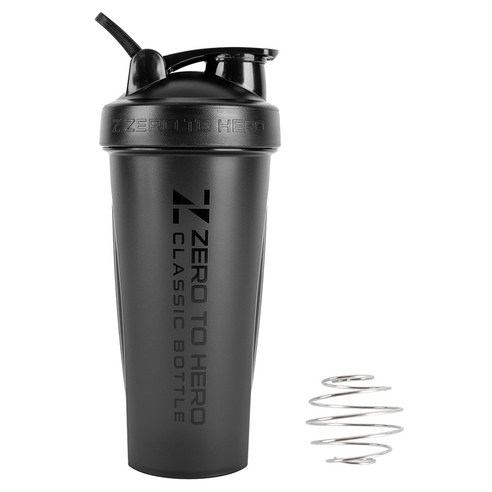 제로투히어로 클래식 프리미엄 쉐이커 PRO 70 x 215 mm, 블랙, 1개, 800ml
