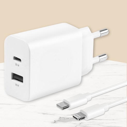 모잇 PD25W 2포트 PPS 초고속충전기 + 8핀 라이트닝 아이폰 케이블 1.3m 이미지 2