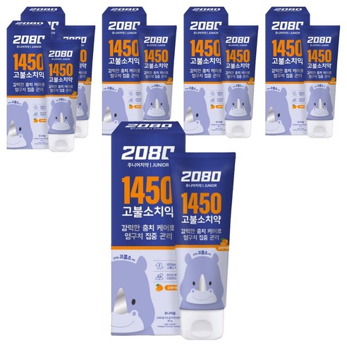 2080 일사오공 고불소 주니어 치약, 80g, 6개