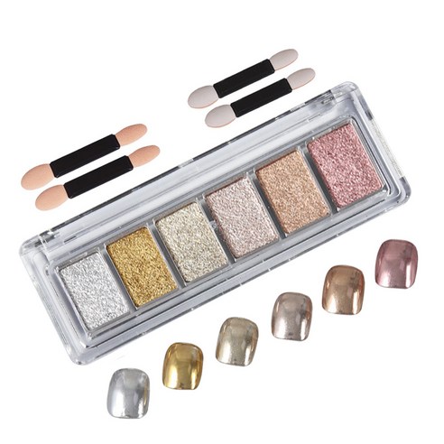 테네져 유리 오로라 미러 글리터 네일 파우더 6종 세트, A1, 1개