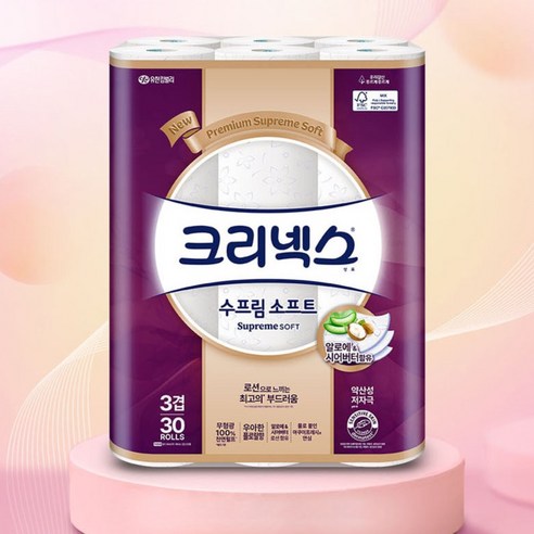 크리넥스 수프림 소프트 천연펄프 3겹 화장지 이미지 3