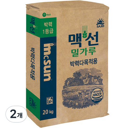 MCSUN 밀가루 박력1등, 20kg, 2개