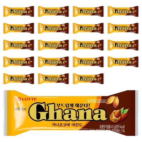 가나 초코바 아몬드, 43g, 20개