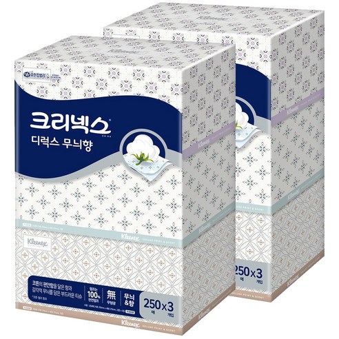 크리넥스 디럭스 무늬향 각티슈 2겹, 250매, 6개