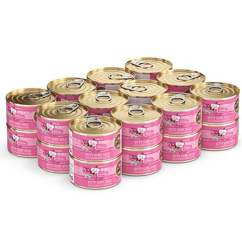 웨루바 12개월 이상 캣츠인더키친 키티 건 와일드 캔 습식사료, 연어, 90g, 24개