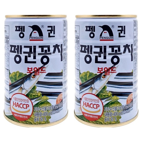 펭귄 꽁치 보일드 통조림, 400g, 2개