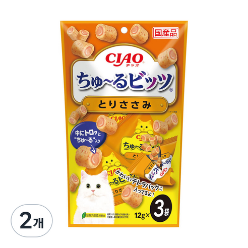 챠오츄르 이나바 고양이 츄르 비츠 CS-174 3p, 닭가슴살, 36g, 2개