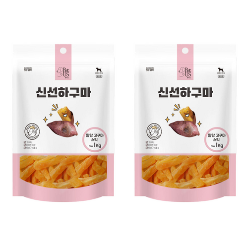 펫어스 강아지 신선하구마 스틱 간식, 고구마, 1kg, 2개