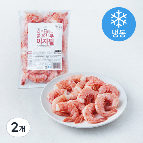 바다몰 자연산 아르헨티나 붉은새우 이지필 (냉동), 600g(특대), 2개