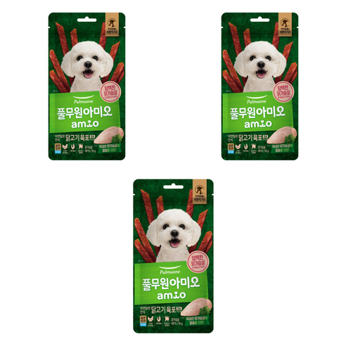 풀무원아미오 강아지 자연담은 육포 칼슘PLUS, 닭가슴살, 50g, 3개