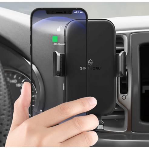 신지모루 차량용 고속 무선충전 강력고정 오그랩엑스 핸드폰 거치대 15W 송풍구형 이미지 3