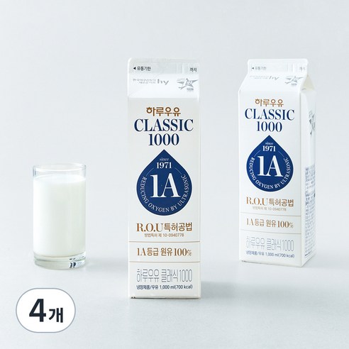 에치와이 하루우유 클래식, 1L, 4개