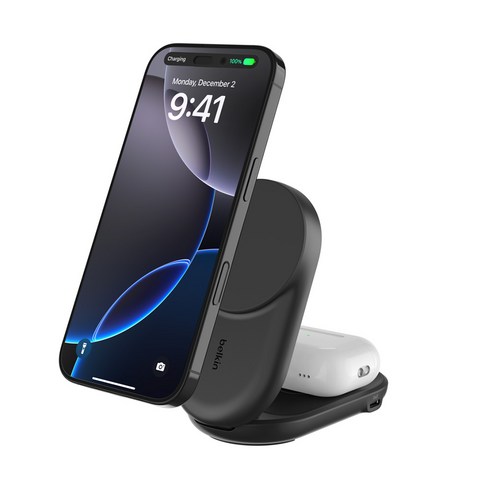 벨킨 울트라차지 2in1 Qi2 25W 폴더블 마그네틱 무선 초고속 충전기 WIZ039kr 블랙(WIZ039krBK) × 1개