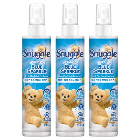 스너글 블루 스파클 프레시 플러스 섬유탈취제 본품, 150ml, 3개