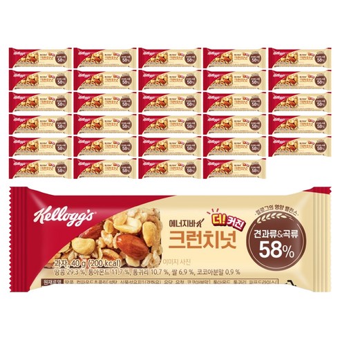 켈로그 에너지바K 크런치넛, 40g, 30개