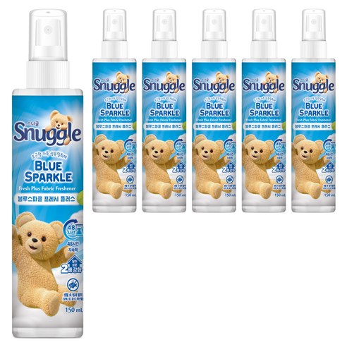 스너글 블루 스파클 프레시 플러스 섬유탈취제 본품, 150ml, 6개