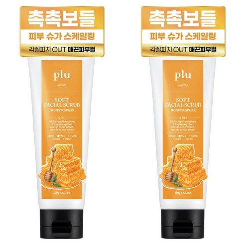 플루 소프트 페이셜 스크럽 허니 앤 슈가, 100g, 2개