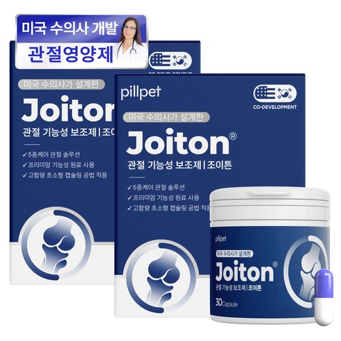 필펫 조이튼 강아지 고양이 관절영양제, 2개, 뼈/관절강화, 30정