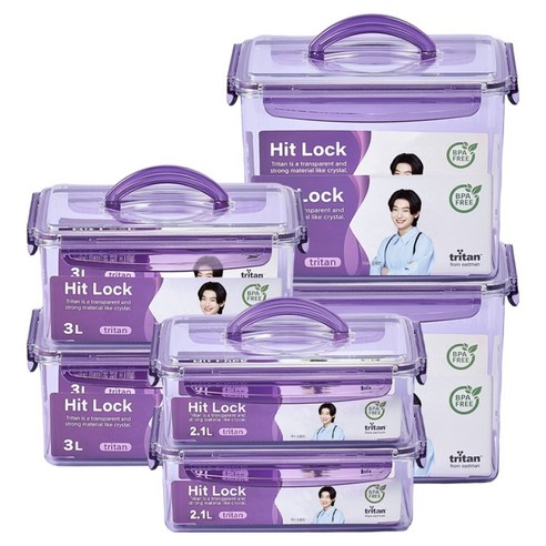 에코센스 히트락 올트라이탄 프리미엄 밀폐용기, 1개, 밀폐용기 2.1L(2P) + 3L(2P) + 5L(2P)