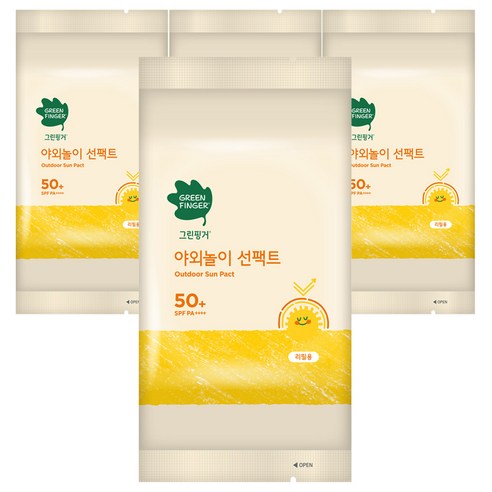 그린핑거 유아용 야외놀이 선팩트 리필 SPF50+ PA++++, 16g, 4개
