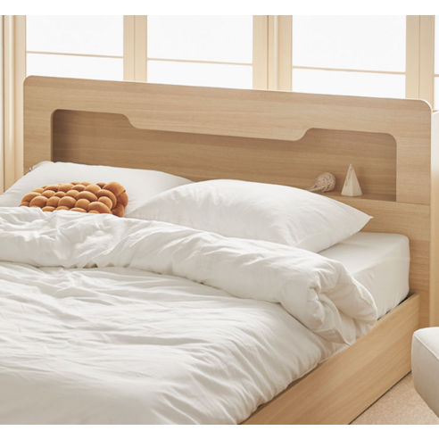 파로마 아몬드 수납 헤드 평상형 침대 + 본넬 라텍폼스 20t 매트리스 세트 방문설치 후기 분석 - 헤드 수납함 클로즈업