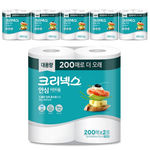 크리넥스 안심 키친타월 200매, 12개 솔직 후기 | 실사용자 리뷰 분석 - 상품 이미지 1