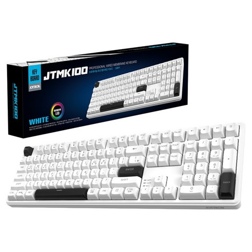 조이트론 초저소음 풀배열 USB 유선 멤브레인 키보드, 화이트, JTMK100, 제조사축