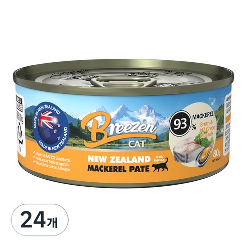브리젠 전연령 고양이 뉴질랜드 파테 주식캔, 24개, 80g, 고등어