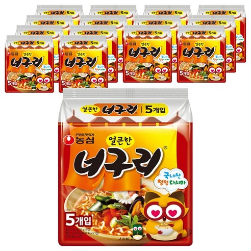 농심 얼큰한 너구리 120g, 75개