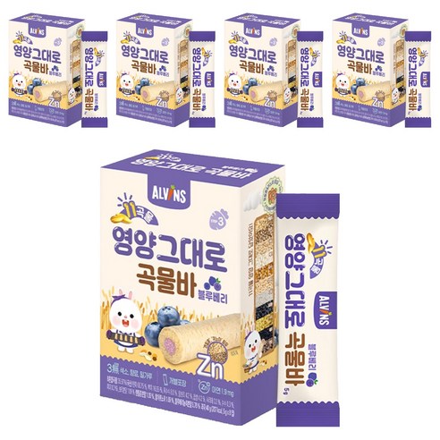 엘빈즈 11곡물 영양그대로 곡물바 블루베리맛 × 40g × 6개