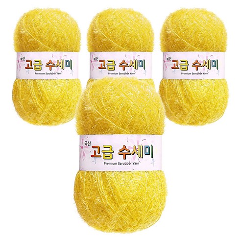 yarna 고급 수세미 뜨개실, 122 진노랑, 4개